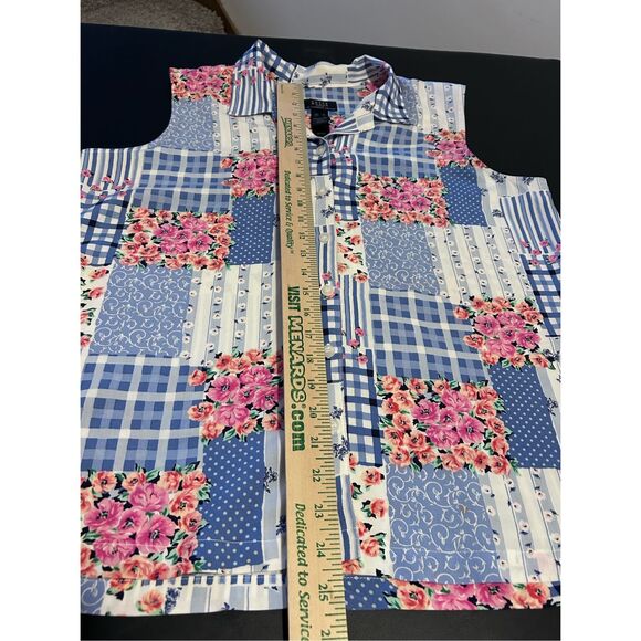 Crazy Horse by Liz Claiborne Sleeveless Button Up Floral Print Blouse Size XL - Picture 8 of 8